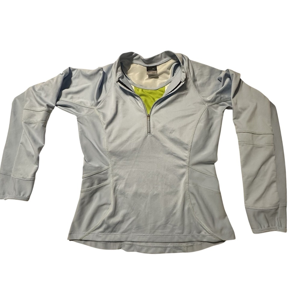 Nike Sphere Dry Womens Small Light Blue Quarter Zip Running Top Thumbholes